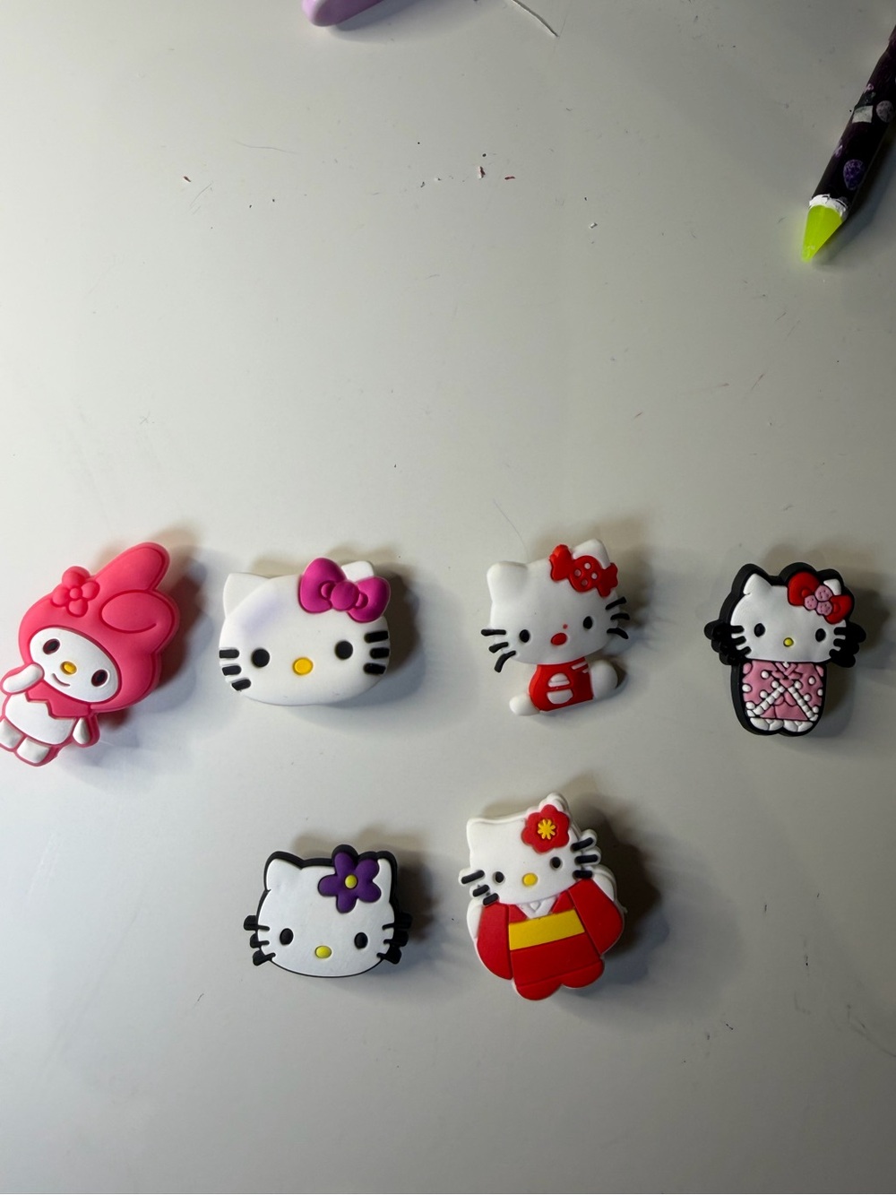 Hello Kitty Mix Cute Character Rubber Charms in White Pink Red Black